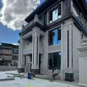 荆州 别墅干挂，芝麻白与芝麻黑完美配合