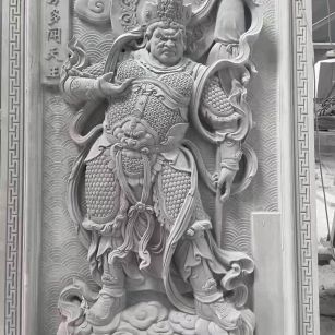 荆州 芝麻灰花岗岩人物雕刻——多闻天王