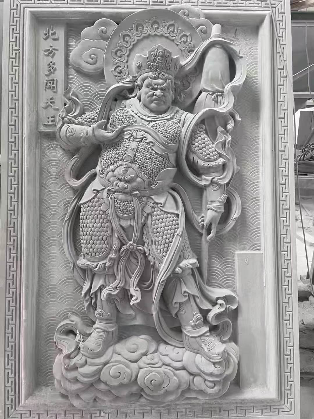荆州 芝麻灰花岗岩人物雕刻——多闻天王